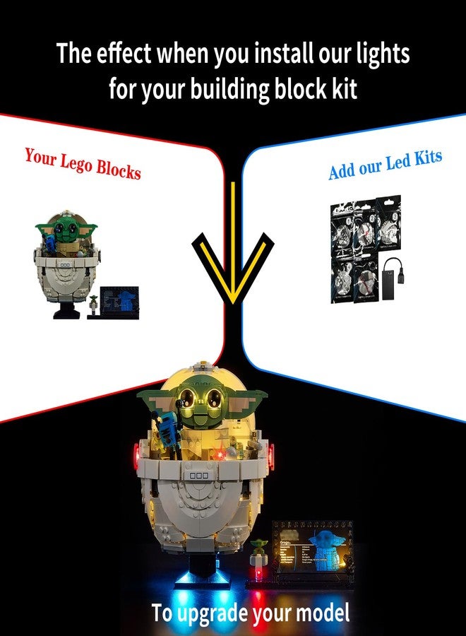 Kyglaring طقم إضاءة LED من Kyglaring متوافق مع مجموعة Lego 75403، ملحقات إضاءة لـ Grogu مع عربة Hover، أضواء فقط (النموذج غير متضمن)، إصدار كلاسيكي. - Image 5